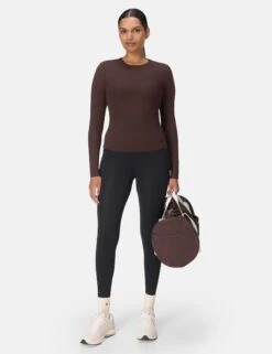 Sweaty Betty Essential Sculpt Long Sleeve Top - Sable Brown -The Sports Edit Store sweaty betty essential sculpt ls top sable brown sb9818 7
