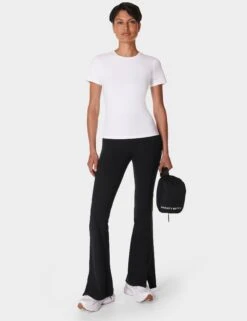 Sweaty Betty Essential Sculpt Short Sleeve Top - White -The Sports Edit Store sweaty betty essential sculpt short sleeve top white sb9778 6