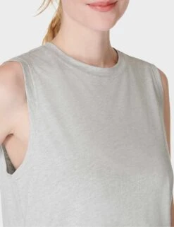 Sweaty Betty Essential Sleeveless Vest - Light Grey Marl -The Sports Edit Store sweaty betty essential sleeveless vest light grey marl sb9699b 0r4 3