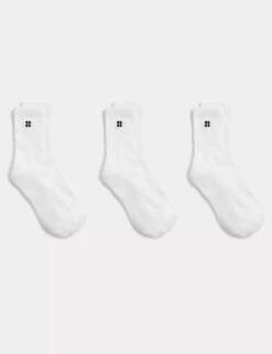 Sweaty Betty Essentials 3-Pack White Ankle Socks