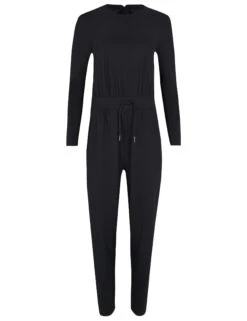 Sweaty Betty Explorer Long Sleeve Jumpsuit - Black -The Sports Edit Store sweaty betty explorer long sleeve jumpsuit black sb8506 fl 4