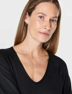 Sweaty Betty Gaia Yoga Long Sleeve Jumpsuit - Black 10 Sweaty Betty Gaia Yoga Long Sleeve Jumpsuit - Black -The Sports Edit Store sweaty betty gaia yoga long sleeve jumpsuit black sb9727 5