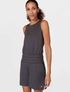 Sweaty Betty Gaia Performance Yoga Romper - Urban Grey -The Sports Edit Store sweaty betty gaia yoga romper urban grey sb9839 5