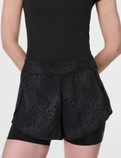 Sweaty Betty Get Set 2-in-1 Multi-Train Shorts - Grey Hybrid Leopard Print