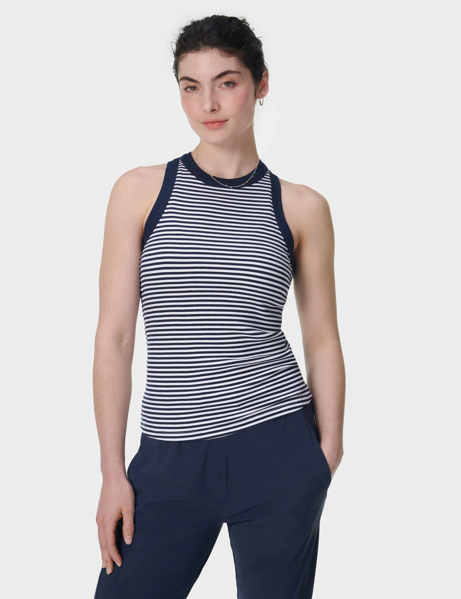 Sweaty Betty Harper Racer Vest - Navy White Stripe 3 Sweaty Betty Harper Racer Vest - Navy White Stripe