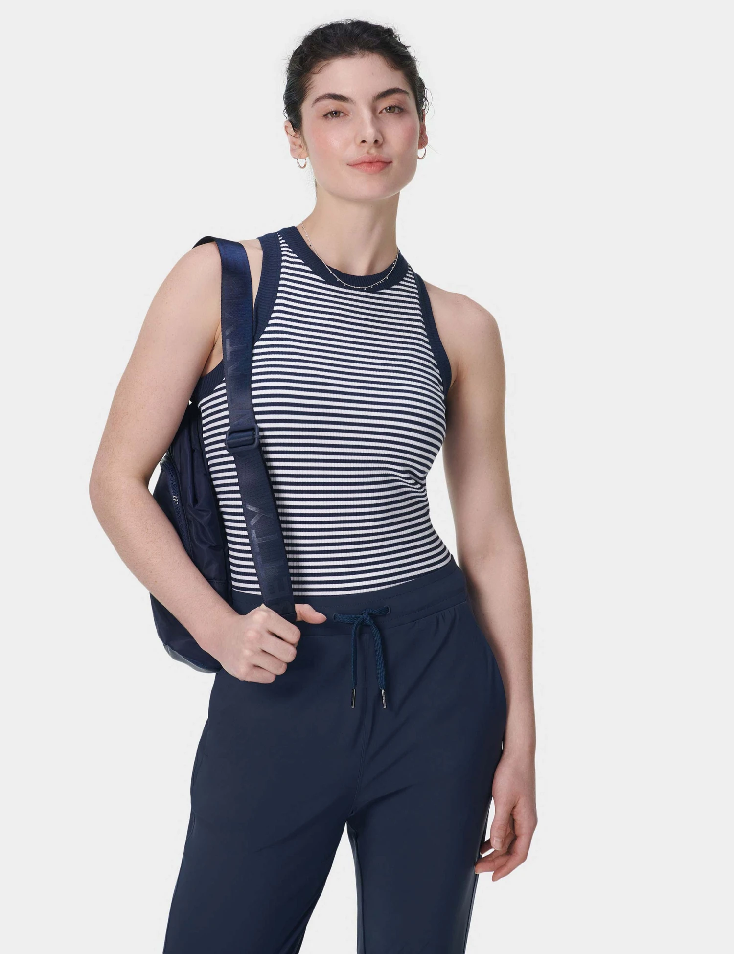 Sweaty Betty Harper Racer Vest - Navy White Stripe 6 Sweaty Betty Harper Racer Vest - Navy White Stripe - Image 4