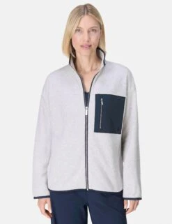 Sweaty Betty Mallow Zip Through - Mottled Grey/Navy Blue