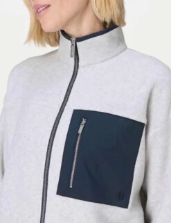 Sweaty Betty Mallow Zip Through - Mottled Grey/Navy Blue -The Sports Edit Store sweaty betty mallow zip through lily white marl sb10233 4