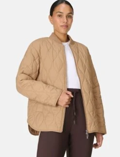 Sweaty Betty On The Move Jacket - Golden Beige -The Sports Edit Store sweaty betty on the move jacket golden beige sb10379 5