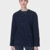 Sweaty Betty Peaceful Ribbed Sweatshirt - Navy Blue -The Sports Edit Store sweaty betty peaceful ribbed sweatshirt navy blue sb10069 1