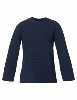 Sweaty Betty Peaceful Ribbed Sweatshirt - Navy Blue -The Sports Edit Store sweaty betty peaceful ribbed sweatshirt navy blue sb10069 3
