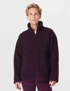 Sweaty Betty Plush Textured Zip Up - Midnight Cherry Purple