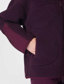 Sweaty Betty Plush Textured Zip Up - Midnight Cherry Purple -The Sports Edit Store sweaty betty plush textured zip up midnight cherry purple sb10012 4
