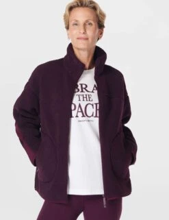 Sweaty Betty Plush Textured Zip Up - Midnight Cherry Purple -The Sports Edit Store sweaty betty plush textured zip up midnight cherry purple sb10012 6