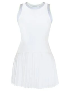 Sweaty Betty Power Ace Mix Pleat Tennis Dress - White -The Sports Edit Store sweaty betty power ace mix pleat tennis dress white sb9296 8