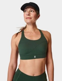 Sweaty Betty Power Medium Support Sports Bra - Trek Green -The Sports Edit Store sweaty betty power medium support bra trek green sb8993 5