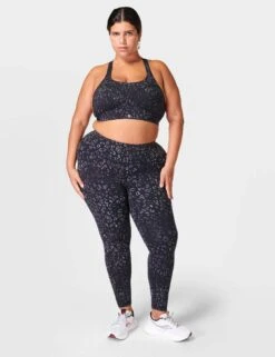Sweaty Betty Power Medium Support Sports Bra - Black Reflective Leopard Print -The Sports Edit Store sweaty betty power medium support sports bra black leopard print sb8993 3