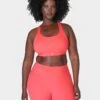Sweaty Betty Power Medium Support Sports Bra - Coral Pink -The Sports Edit Store sweaty betty power medium support sports bra coral pink sb8993 1