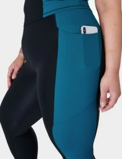 Sweaty Betty Power UltraSculpt High Waisted 7/8 Colour Block Gym Leggings - Black/Reef Teal/Beet Pink -The Sports Edit Store sweaty betty power ultra sculpt hw 7 8 colour block gym leggings black reef teal beet pink sb9018c 6