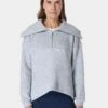 Sweaty Betty Restful Boucle Half Zip Sweatshirt - Salt Blue -The Sports Edit Store sweaty betty restful boucle half zip sweatshirt salt blue sb8089 1