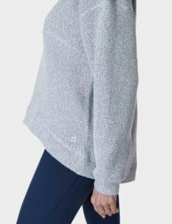Sweaty Betty Restful Boucle Half Zip Sweatshirt - Salt Blue -The Sports Edit Store sweaty betty restful boucle half zip sweatshirt salt blue sb8089 3