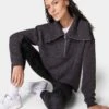 Sweaty Betty Restful Boucle Half Zip Sweatshirt - Urban Grey -The Sports Edit Store sweaty betty restful boucle half zip sweatshirt urban grey sb8089 1