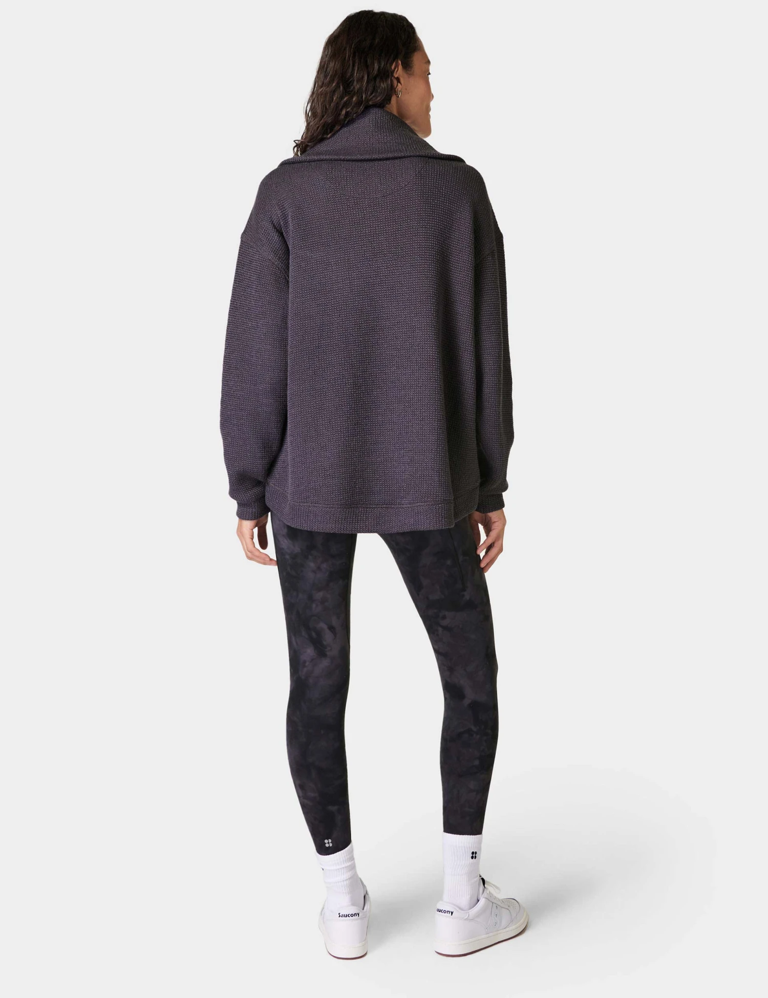 Sweaty Betty Restful Boucle Half Zip Sweatshirt - Urban Grey 4 Sweaty Betty Restful Boucle Half Zip Sweatshirt - Urban Grey - Image 2