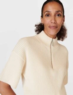 Sweaty Betty Retreat Rib Sweater - Studio White -The Sports Edit Store sweaty betty retreat rib sweater studio white sb9755 2