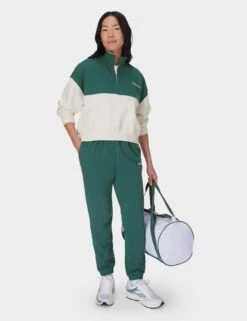 Sweaty Betty Revive Crop Half Zip - Glade Green Colour Block -The Sports Edit Store sweaty betty revive crop half zip glade green colour block sb9943 5