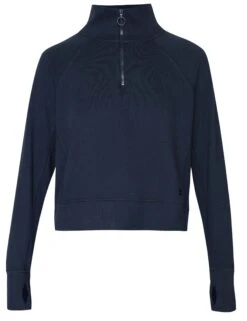 Sweaty Betty Revive Rib Half Zip Pullover - Navy Blue -The Sports Edit Store sweaty betty revive rib half zip pullover navy blue sb8937 2