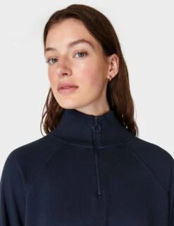 Sweaty Betty Revive Rib Half Zip Pullover - Navy Blue -The Sports Edit Store sweaty betty revive rib half zip pullover navy blue sb8937 7