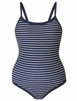 Sweaty Betty Riviera Swimsuit - Blue Coastal Stripe -The Sports Edit Store sweaty betty riviera swimsuit blue coastal stripe sb10157 2
