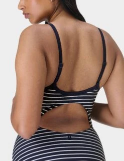 Sweaty Betty Riviera Swimsuit - Blue Coastal Stripe -The Sports Edit Store sweaty betty riviera swimsuit blue coastal stripe sb10157 6