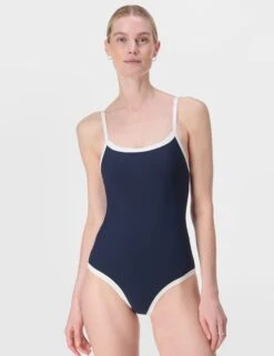 Sweaty Betty Riviera Swimsuit - Navy Blue/Lily White