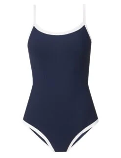 Sweaty Betty Riviera Swimsuit - Navy Blue/Lily White -The Sports Edit Store sweaty betty riviera swimsuit navy blue lily white sb10157 7