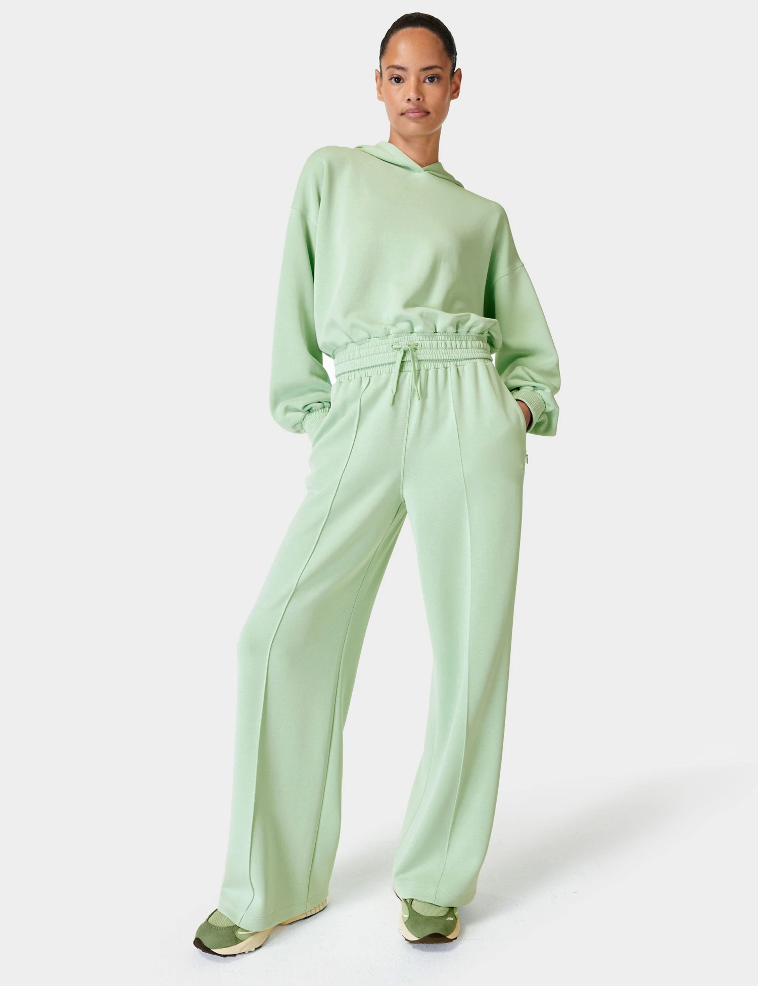 Sweaty Betty Sand Wash Cloud Weight Track Trousers - Butter Green 7 Sweaty Betty Sand Wash Cloud Weight Track Trousers - Butter Green - Image 5
