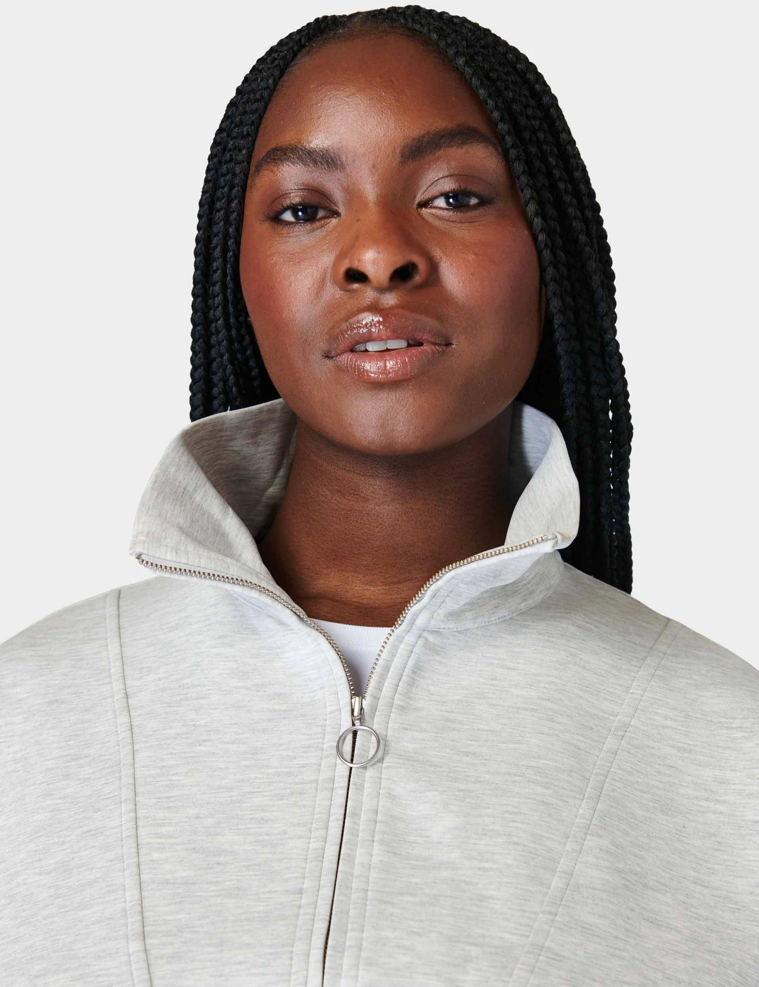 Sweaty Betty Sand Wash Funnel Neck Half Zip - Ice Grey Marl 6 Sweaty Betty Sand Wash Funnel Neck Half Zip - Ice Grey Marl - Image 4