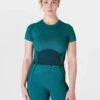 Sweaty Betty Silhouette Sculpt Seamless Short Sleeve Top - Reef Teal Blue/Navy Blue -The Sports Edit Store sweaty betty silhouette sculpt seamless short sleeve top reef teal blue navy blue sb9063 1
