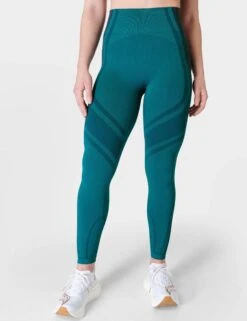Sweaty Betty Silhouette Sculpt Seamless Workout Leggings - Reef Teal Blue/Navy Blue