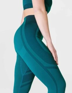 Sweaty Betty Silhouette Sculpt Seamless Workout Leggings - Reef Teal Blue/Navy Blue -The Sports Edit Store sweaty betty silhouette sculpt seamless workout leggings reef teal blue navy blue sb8968 4