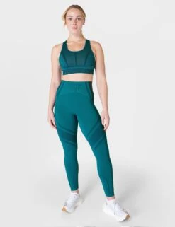 Sweaty Betty Silhouette Sculpt Seamless Workout Leggings - Reef Teal Blue/Navy Blue -The Sports Edit Store sweaty betty silhouette sculpt seamless workout leggings reef teal blue navy blue sb8968 5