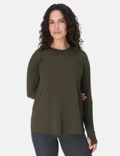 Sweaty Betty Soft Flow Studio Long Sleeve Top - Nori Green