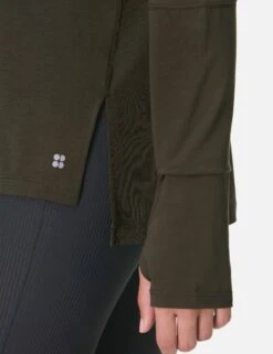 Sweaty Betty Soft Flow Studio Long Sleeve Top - Nori Green -The Sports Edit Store sweaty betty soft flow studio long sleeve top nori green sb10389 3
