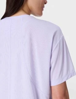 Sweaty Betty Soft Flow Studio T-Shirt - Heather Purple -The Sports Edit Store sweaty betty soft flow studio t shirt heather purple sb9667 3