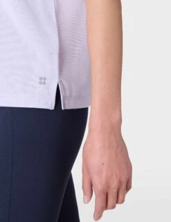Sweaty Betty Soft Flow Studio T-Shirt - Heather Purple -The Sports Edit Store sweaty betty soft flow studio t shirt heather purple sb9667 4