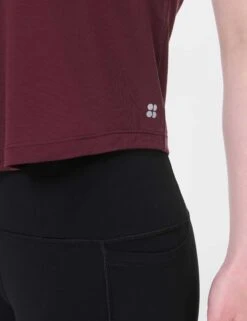 Sweaty Betty Soft Flow Studio Twist Back Vest - Garnet Red -The Sports Edit Store sweaty betty soft flow studio twist back vest garnet red sb10124 3