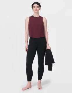 Sweaty Betty Soft Flow Studio Twist Back Vest - Garnet Red -The Sports Edit Store sweaty betty soft flow studio twist back vest garnet red sb10124 7