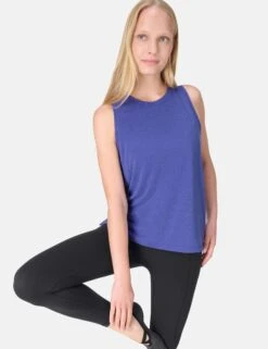 Sweaty Betty Soft Flow Studio Vest - Rich Blue -The Sports Edit Store sweaty betty soft flow studio vest rich blue sb9666 6