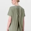 Sweaty Betty Soft Flow Studio Wrap Back T-Shirt - Willow Green -The Sports Edit Store sweaty betty soft flow studio wrap back t shirt willow green sb10040 7
