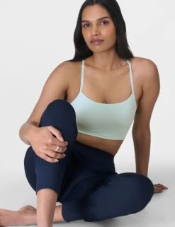 Sweaty Betty Spirit Restored Yoga Bra - Day Break Blue -The Sports Edit Store sweaty betty spirit restored yoga bra day break blue sb9610 5